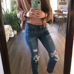 American Eagle Mid Rise Distressed Denim Jeans